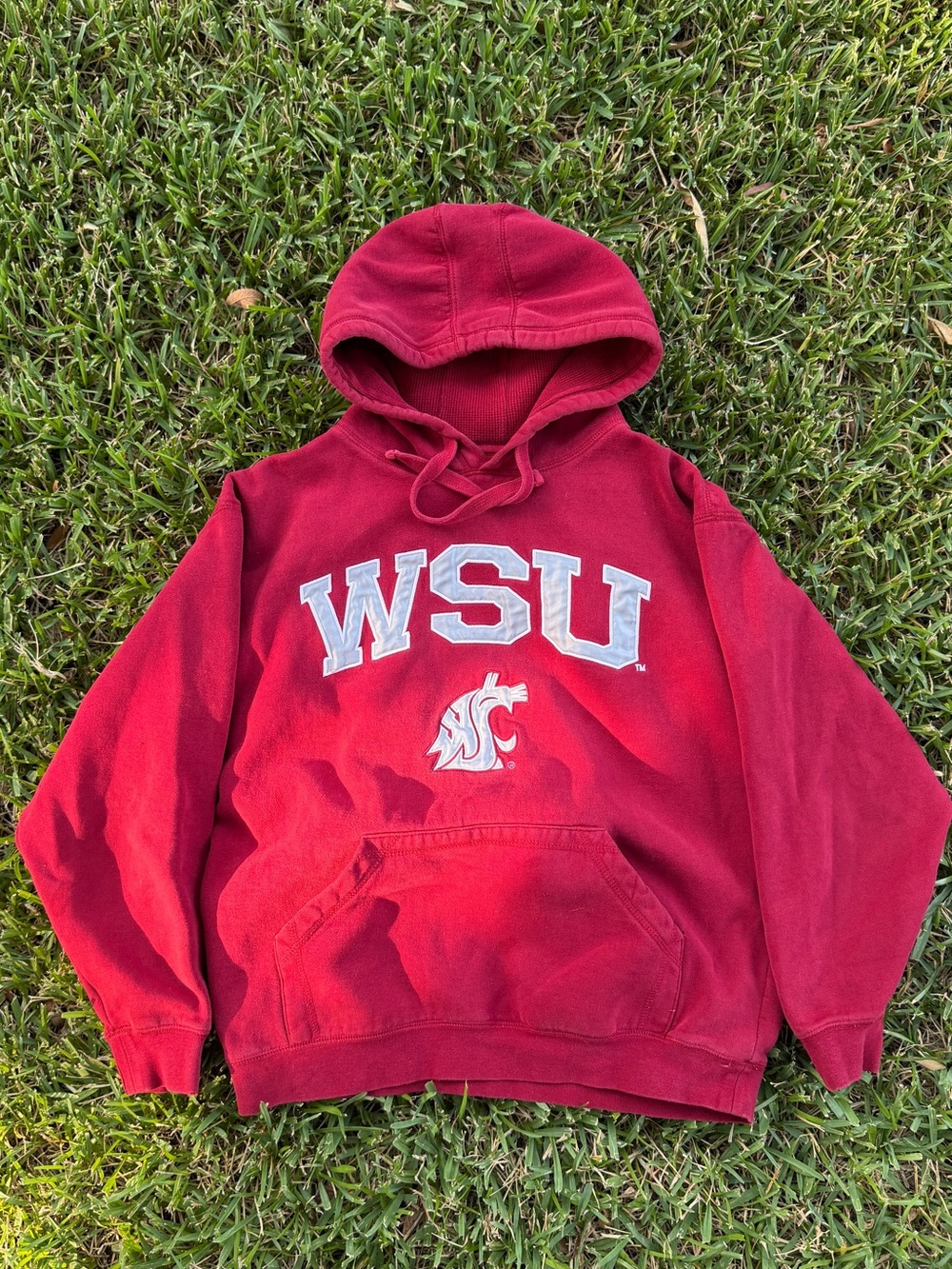 American Vintage Men's Red Crewneck Hoodie with WSU Logo